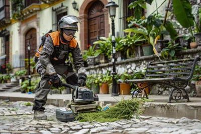 Como lidiar con obstaculos y mobiliario urbano al usar desbrozadoras